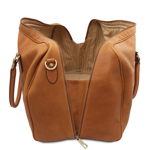 Lisbona - Travel leather duffle bag - Large size