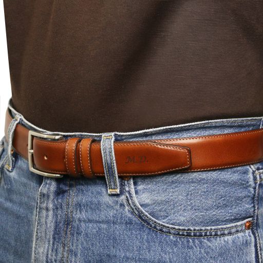 Elegant double-sided brushed leather belt 35mm