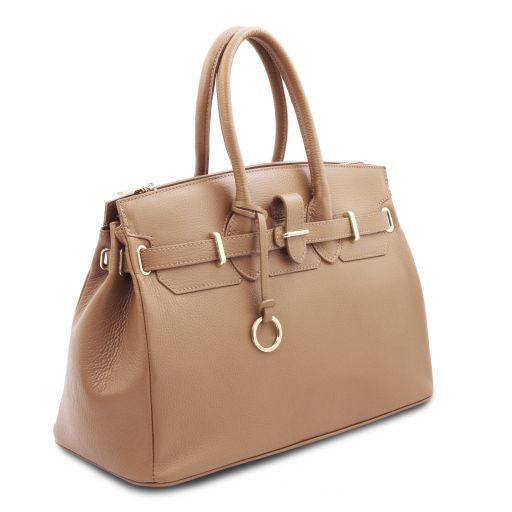 TL Bag - Leather handbag with golden hardware