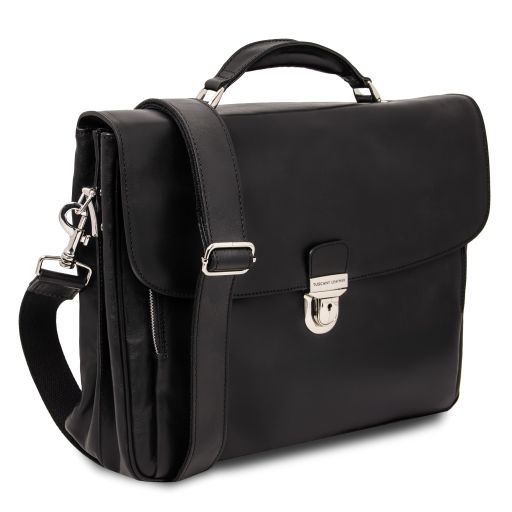 Alessandria - Leather multi compartment laptop briefcase