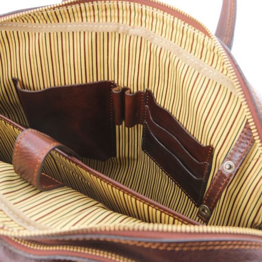 Urbino - Leather laptop briefcase 2 compartments with front pocket