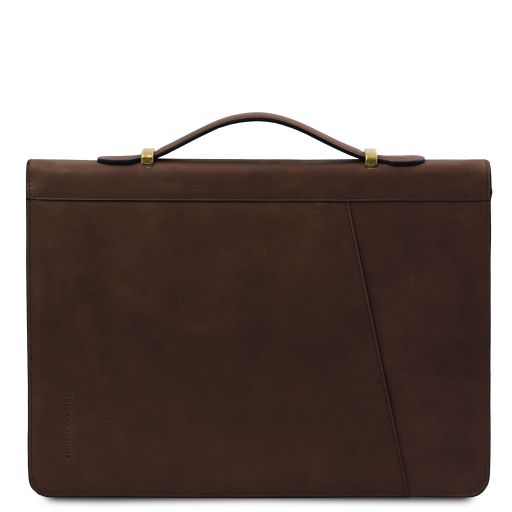 Cesare - Leather document case with handle and ring binder