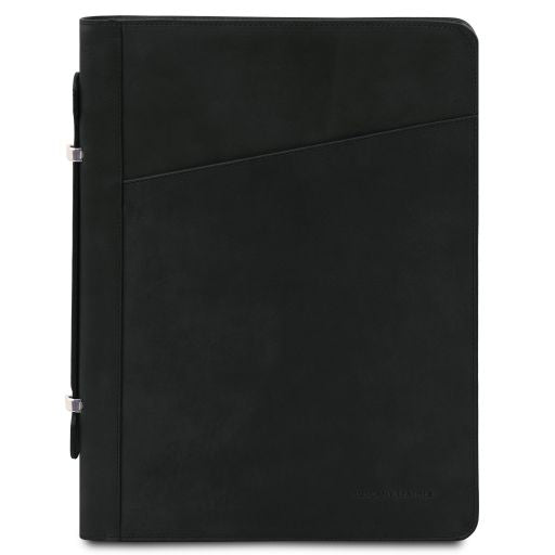 Cesare - Leather document case with handle and ring binder