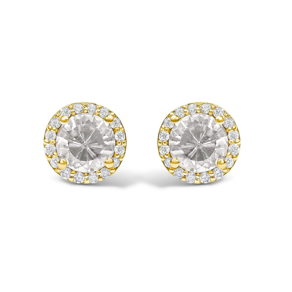 10K Gold Gemstone and 3/8 Cttw Diamond Halo Jewelry Set (Earrings, Pendant & Ring)