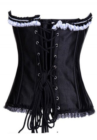 Satin Steel Boned Ruffle Trim Satin Corset