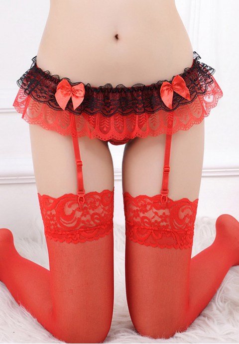 Women's Ruffle Lace Garter Belt