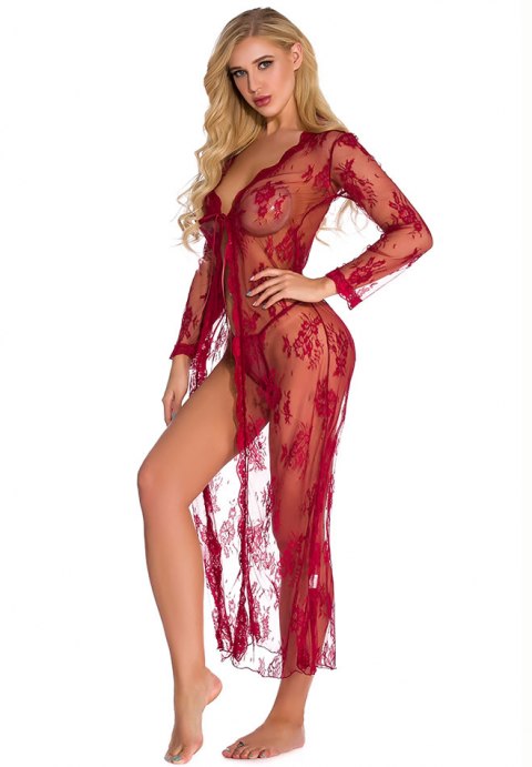 Long Sheer Lace Robe