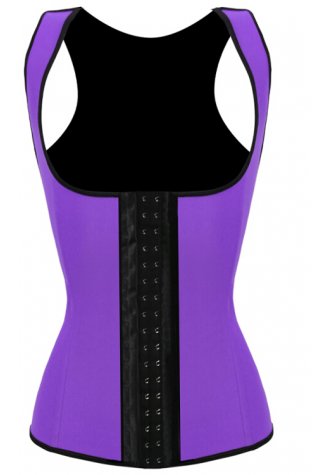 Sexy Purple Halter Waist Trainer Cincher Latex Rubber Strap Corsets
