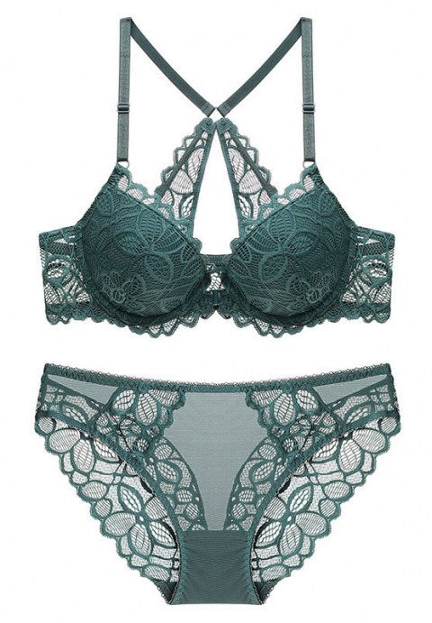 Sexy Front Button Racerback Bra Set