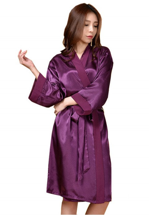 Elegant Satin Long Sleeves Kimono Robe