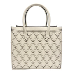 Valentino Garavani Beehive Lattice Ivory Studded Calfskin Leather Crossbody Tote Bag