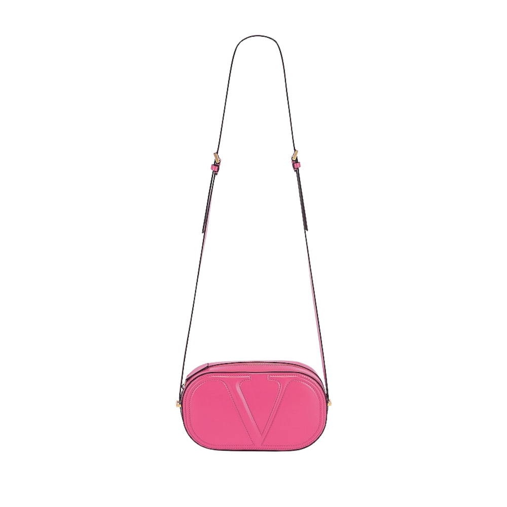 Valentino Garavani VLogo Walk Crossbody Bag Pink Calf Leather Medium
