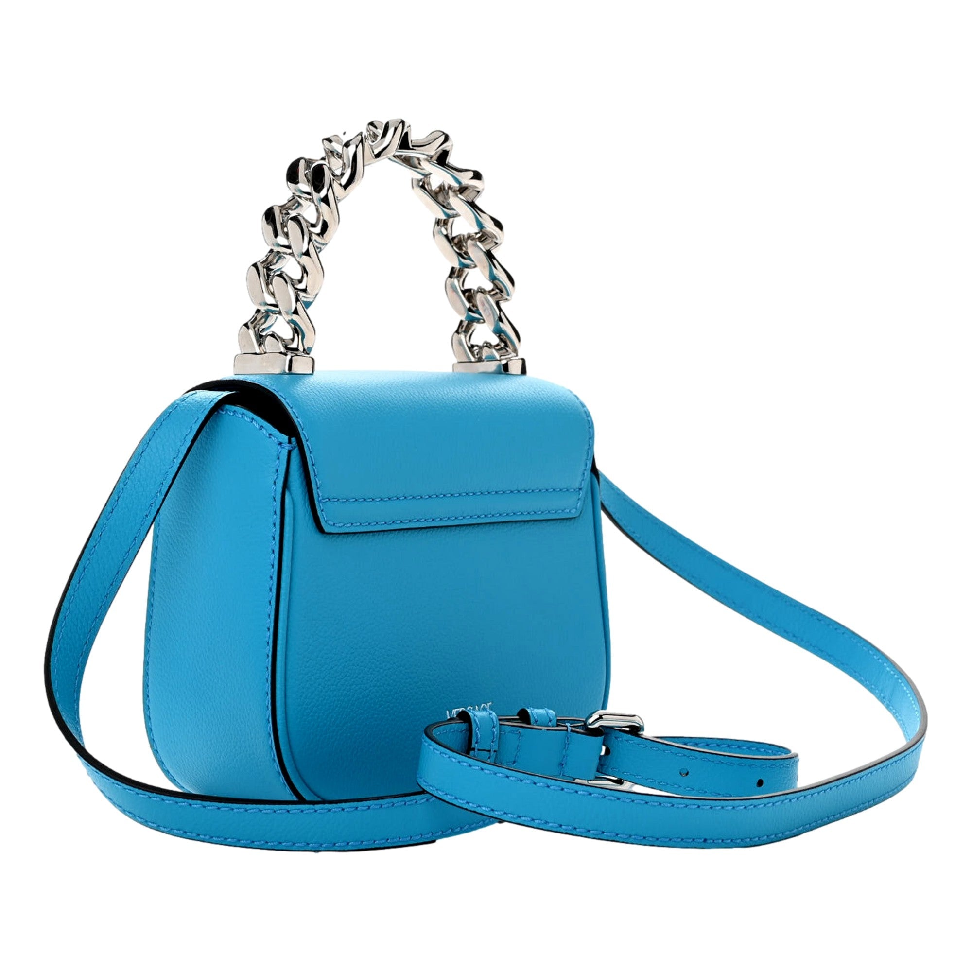 Versace Blue La Medusa Mini Top-Handle Bag Leather Crossbody