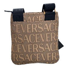 Versace La Medusa Canvas Logo Print Small Crossbody Bag Black Strap