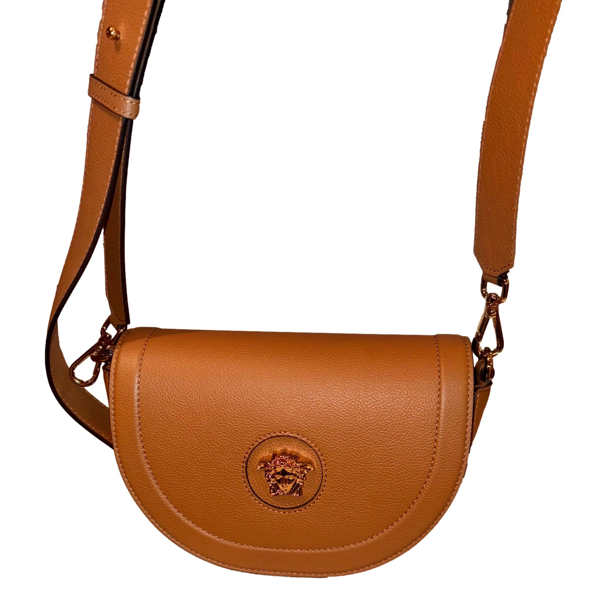 Versace La Medusa Vitello Leather Half Moon Crossbody Bag Summer