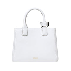 Versace La Medusa White Leather Small Crossbody Tote Bag Gold Plaque Chain
