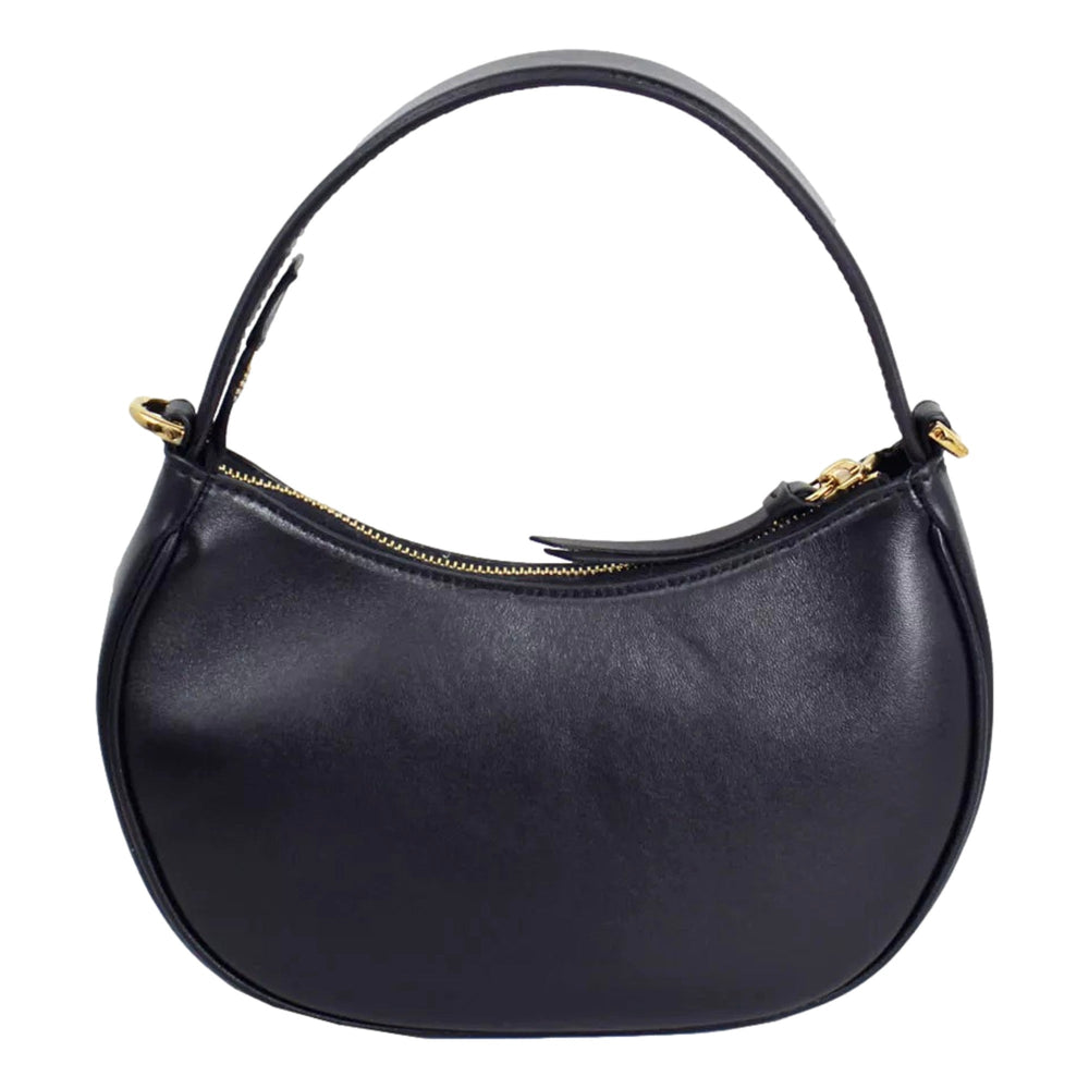 Versace La Medusa Half Moon Hobo Shoulder Crossbody Bag Black Leather
