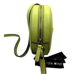 Versace La Medusa Lime Green Leather Disco Round Crossbody Bag