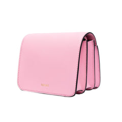 Versace La Medusa Pink Pebbled Leather Small Crossbody Bag Gold Logo