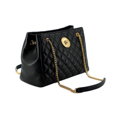 Versace La Medusa Black Quilted Nappa Leather Large Tote Bag