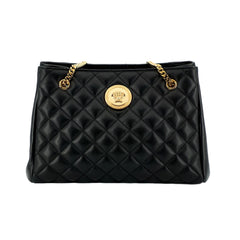 Versace La Medusa Black Quilted Nappa Leather Large Tote Bag