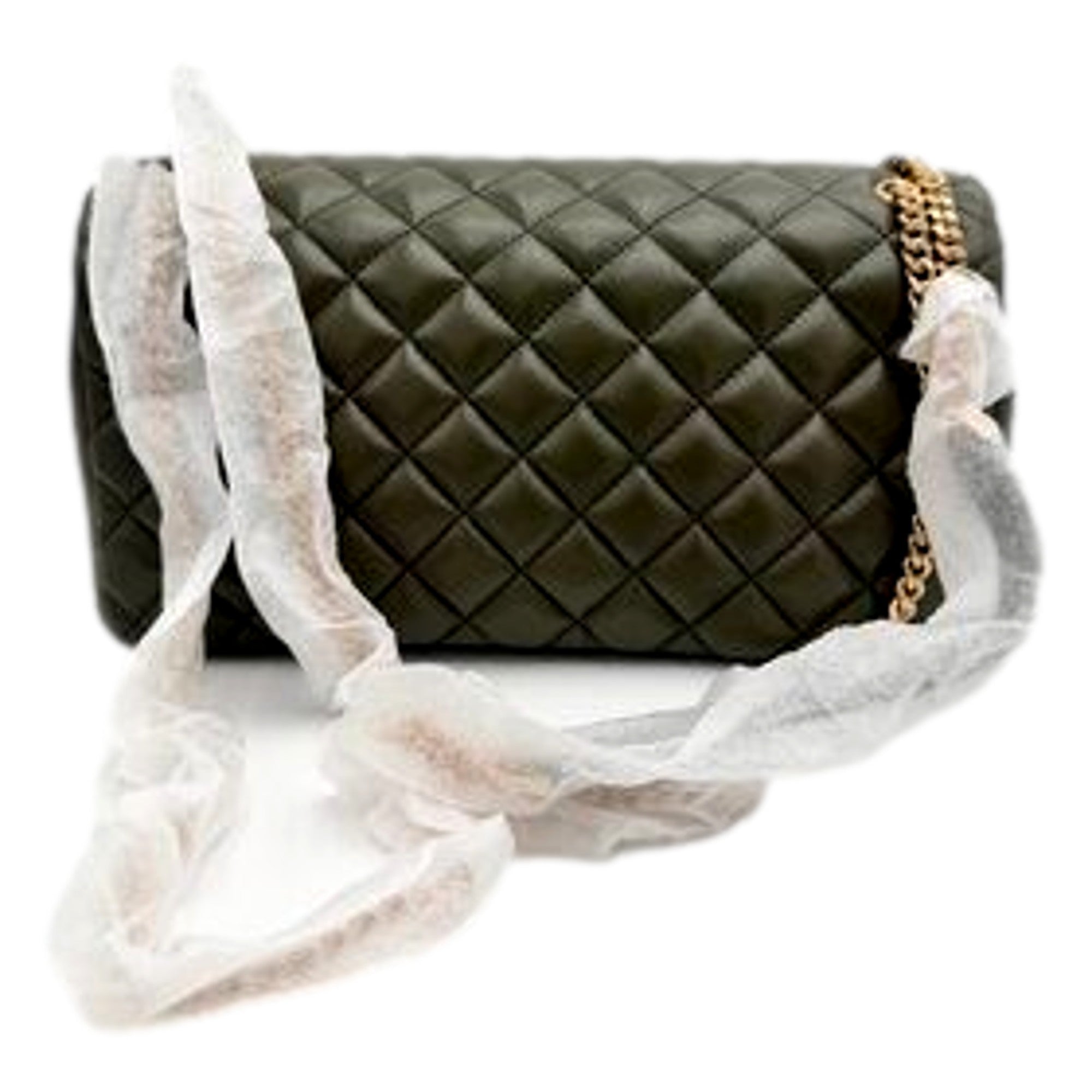 Versace La Medusa Olive Green Quilted Lambskin Chain Crossbody Bag