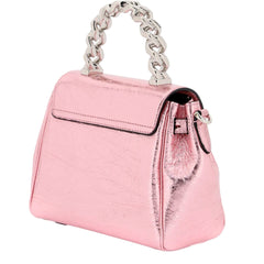 Versace La Medusa Metallic Pink Mini Top Handle Bag Chain Crossbody