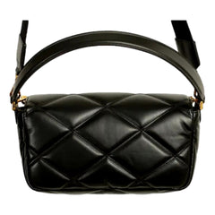 Versace La Medusa Quilted Black Calfskin Leather Crossbody Bag Gold Chain