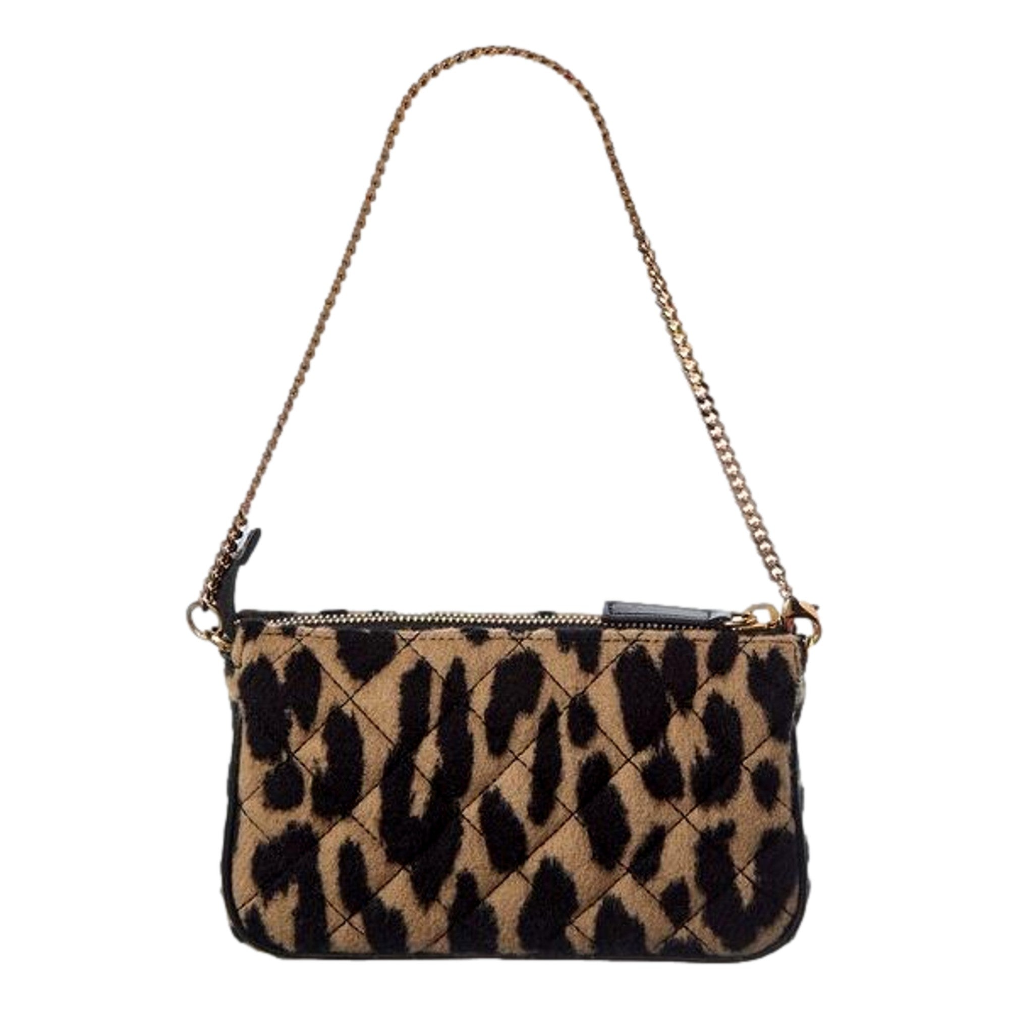 Versace Leopard Print Fur Mini Shoulder Bag Gold Medusa Chain Designer Handbag