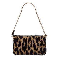 Versace Leopard Print Fur Mini Shoulder Bag Gold Medusa Chain Designer Handbag