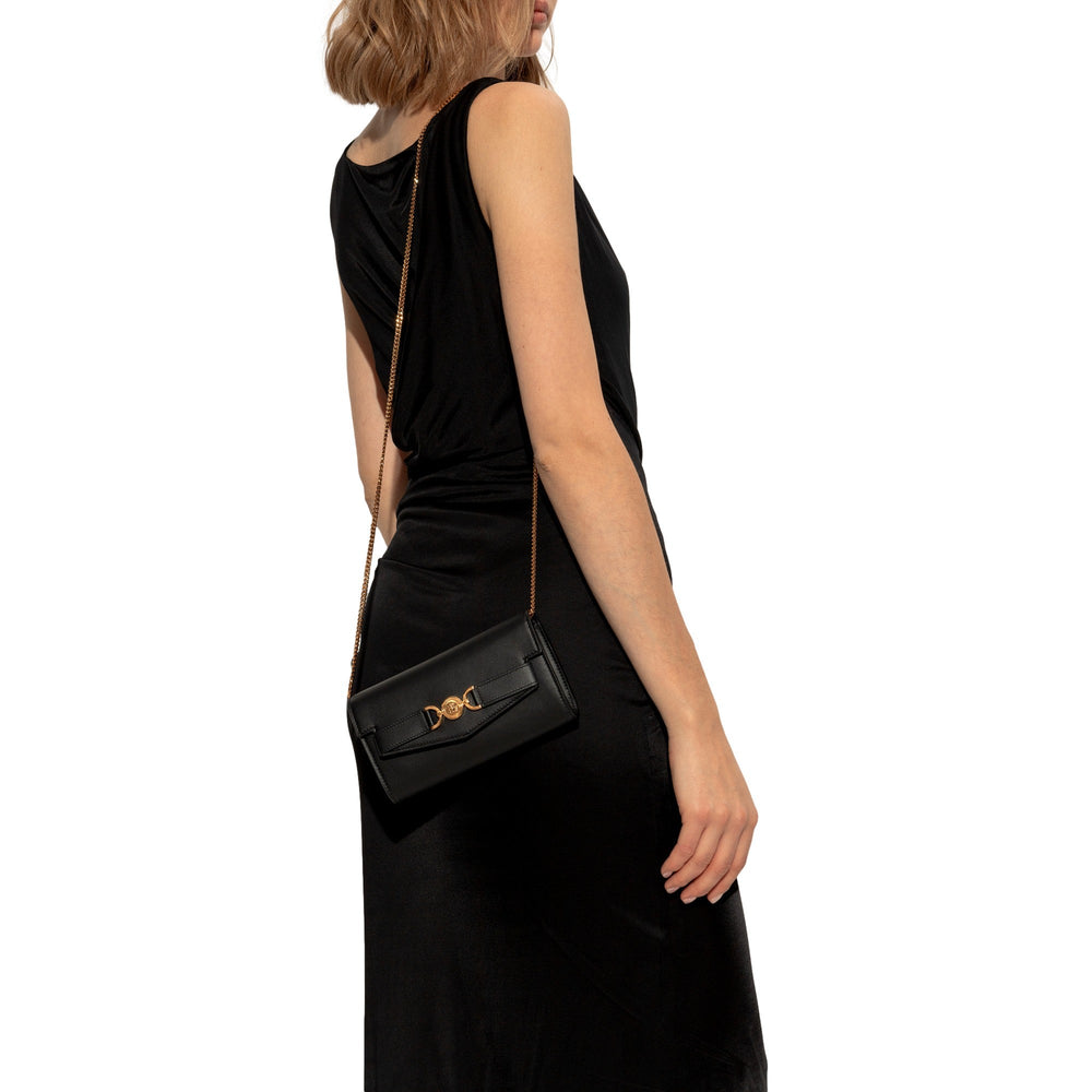 Versace Medusa 95 Small Black Wallet on Chain Crossbody Bag