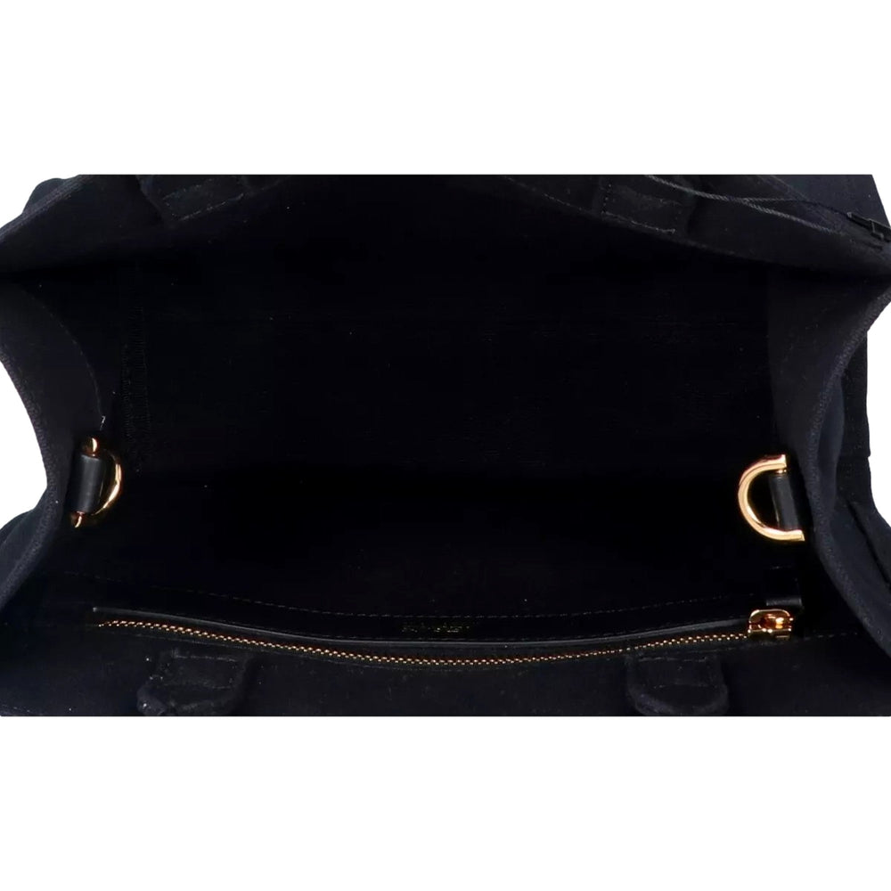 Versace Black Canvas Studded Logo Totebag