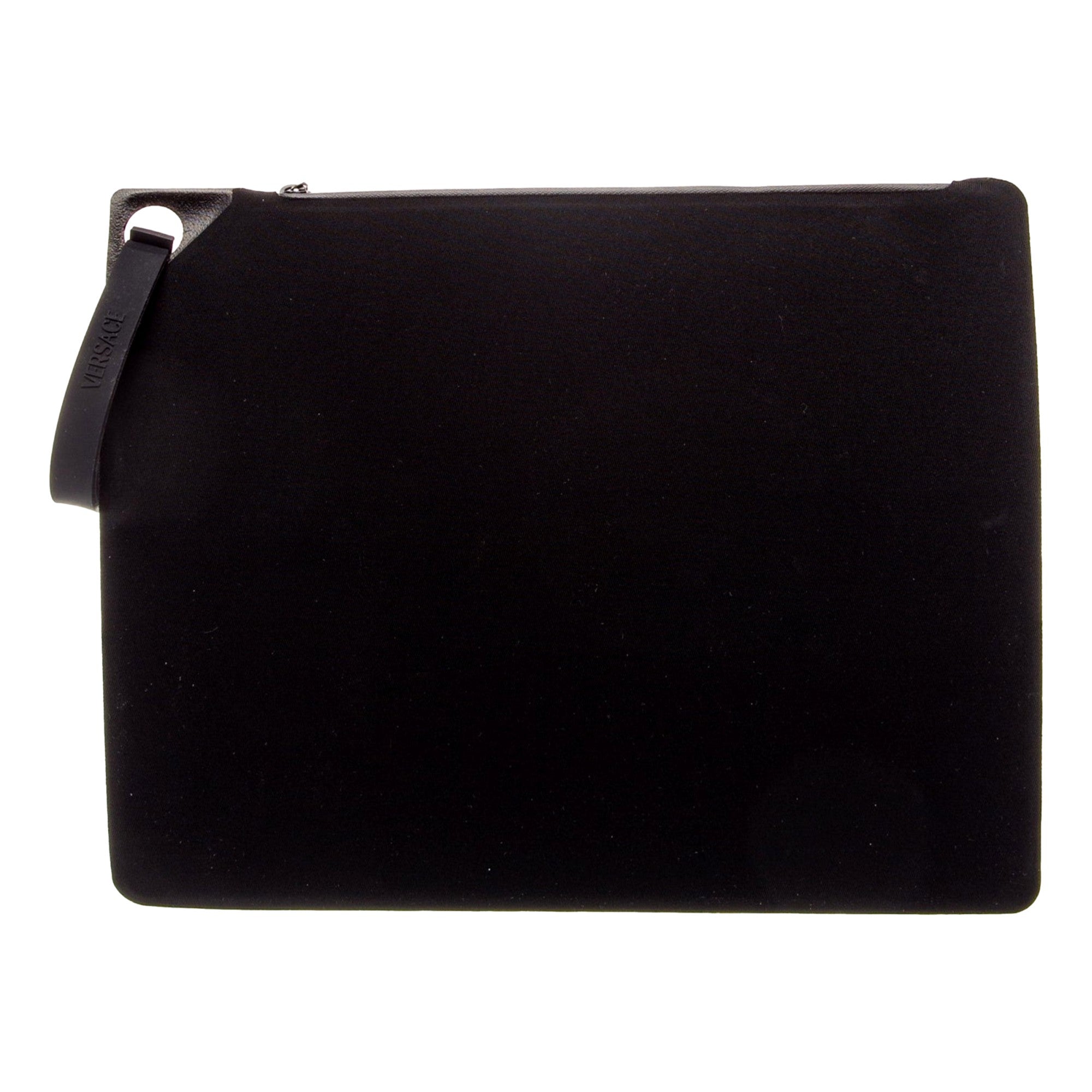 Versace Black Nylon Portfolio Wristlet Pouch
