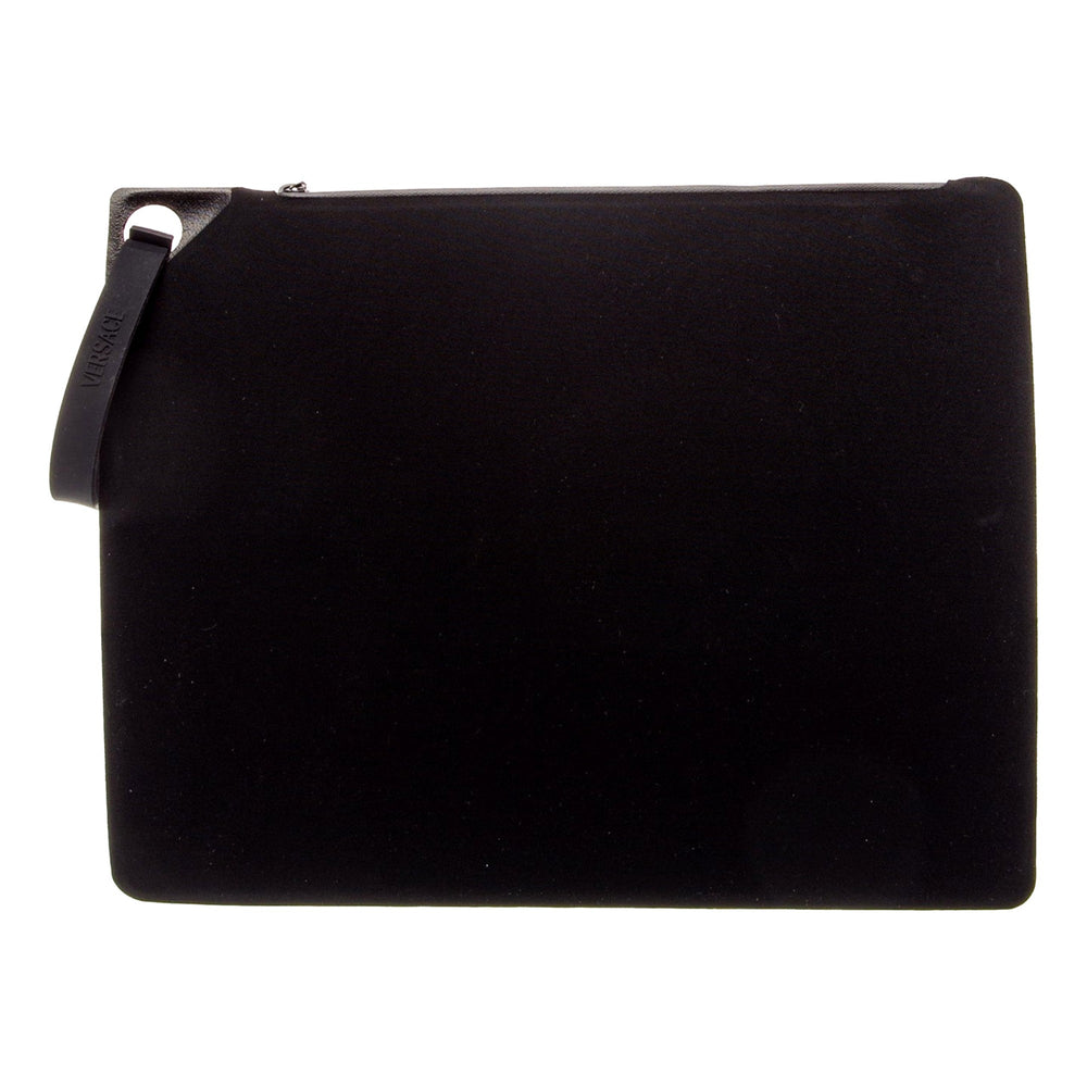 Versace Black Nylon Portfolio Wristlet Pouch