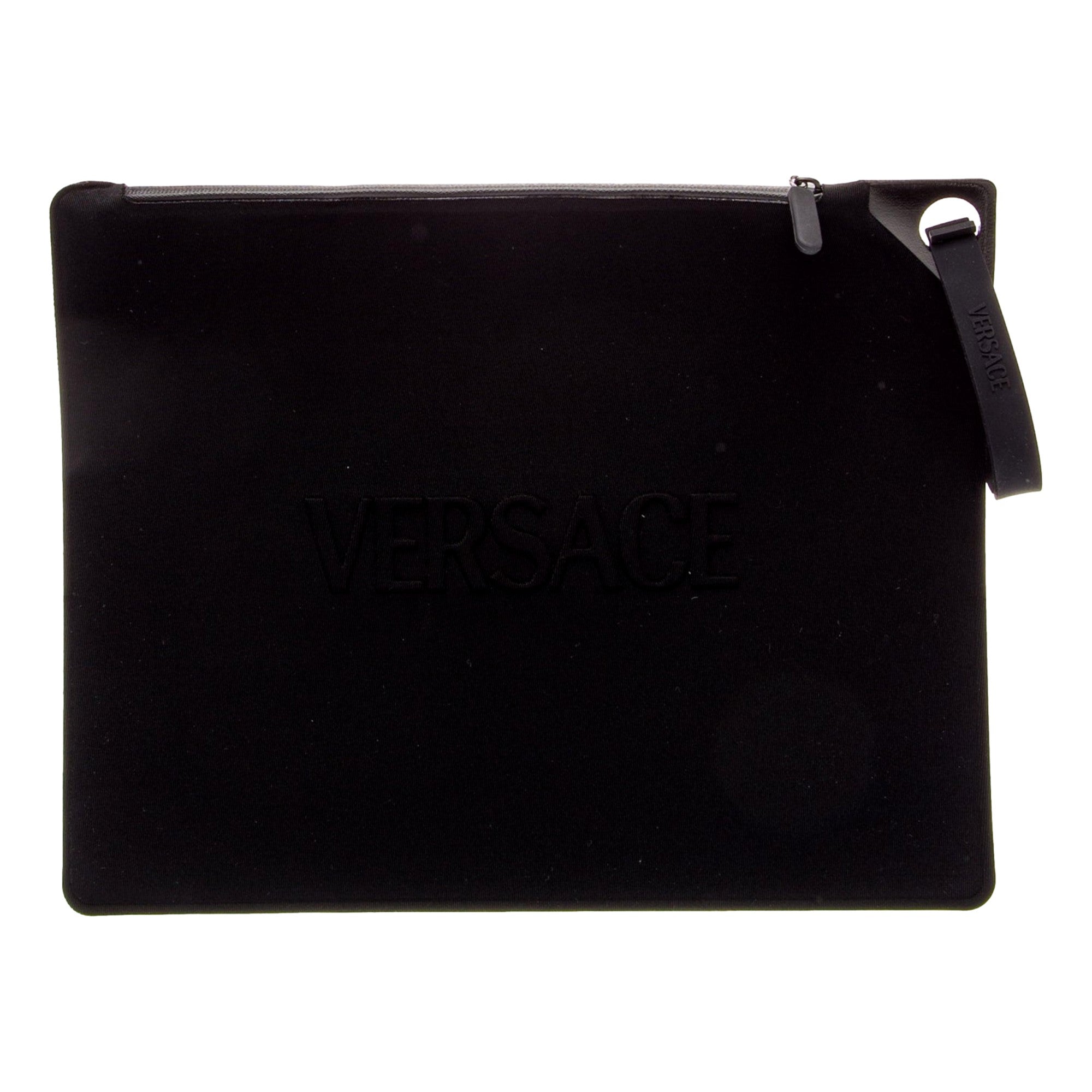 Versace Black Nylon Portfolio Wristlet Pouch