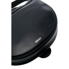 Versace La Medusa Repeat Small Hobo Shoulder Bag Black Calfskin Leather