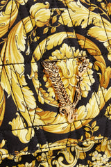 Versace Virtus Barocco Print Quilted Silk Shoulder Bag Black Gold
