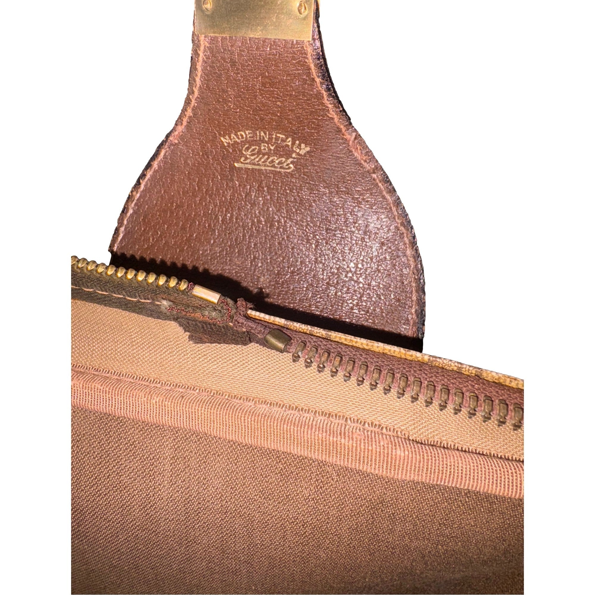 Gucci Vintage GG Monogram Canvas Travel Suitcase with Web Stripe and Leather Trim
