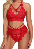 Bold Lace Bra and Panty Set with Crisscross Straps
