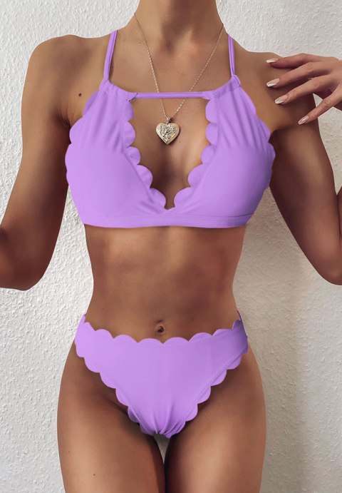 Scallop Trim Halter Bikini Set