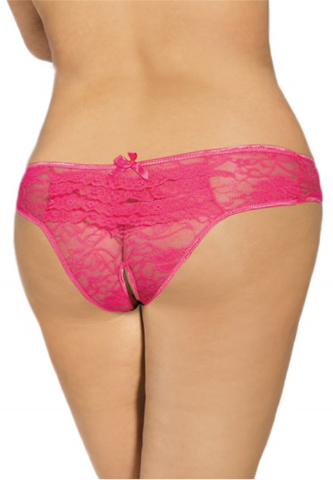 Plus Size Lace Open Crotch Hipster With Ruffles