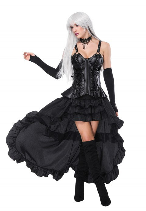 Strap Corsets And High Low Skirt
