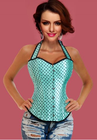 Mint Polka Dot Halter Corset