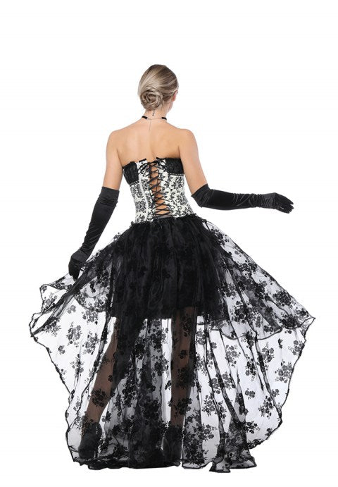Sexy Sweetheart Jacquard Overbust Corset And High Low Skirt