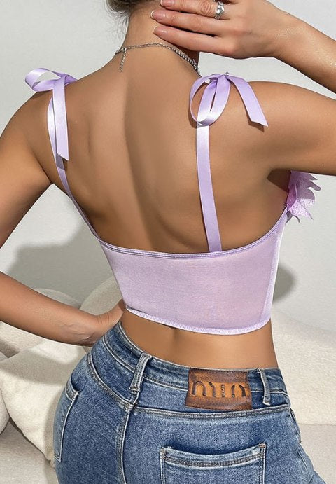 Feminine 3D Floral Bustier Top