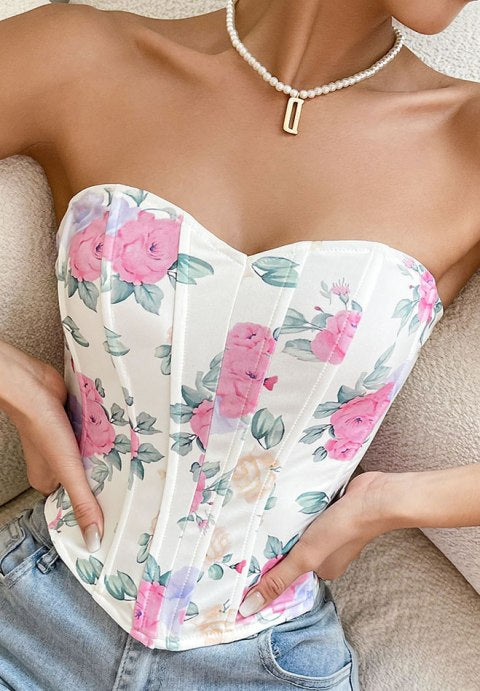 Stylish Floral Print Corset Top