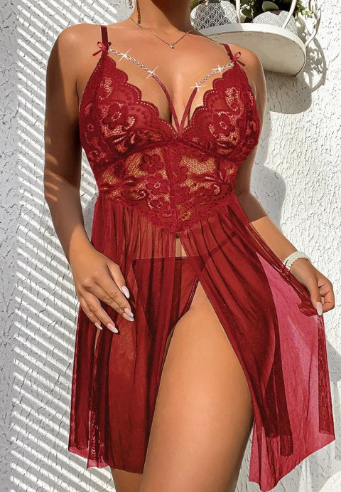 Women's Lingerie Sexy Nightwear Spaghetti Strap Nightgown Babydoll Chemise