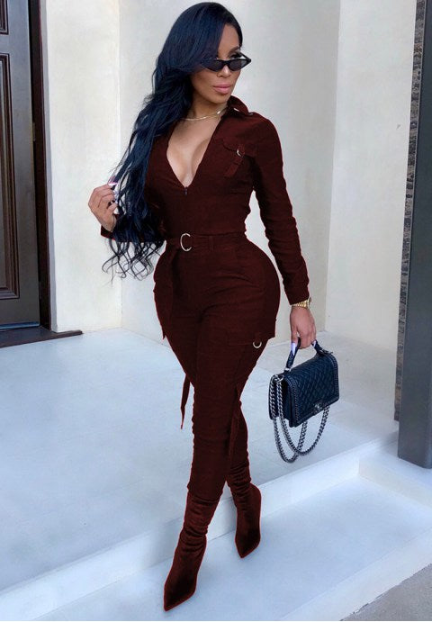 Women's Sexy Long Sleeve High Waisted Jumpsuits Rompers